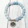 SN0861 Bracelet en calcédoine bleue de haute qualité, fait à la main, breloque Lotus Ohm pour femmes, Bracelet de Yoga, méditation, équilibre, bijoux bouddhistes, 2434