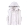 Gilets pour femmes Fausse Fourrure Gilet à capuche Femmes Printemps Vintage Gilet sans manches Automne 2024 Femme Streetwear Hood Furs Daim Vêtements d'extérieur