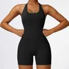 Yoga-outfit dames tracksuit yoga set uit één stuk hangende nekband sportkleding jumpsuits gym workout kleding fitness suit stretch bodysuitl231221