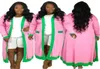 Stylish Women Windbreaker Side Open Collar Trench Coats LooseFitting Club Solid Color Pink Green Greek Letter Sorority Symbol Coa6351561