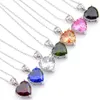 Colored Pendant 925 Sterling Silver Necklaces LuckyShine Heart For Women Cz Zircon Pendants Wedding Engagemets Bride Jewelry Gift280M