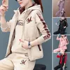 Felpe con cappuccio da donna moda calda set a tre pezzi abito da donna 2023 autunno inverno addensare tuta gilet casual pantalone tuta sportiva femminile