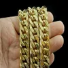 18 k Yellow G F Gold Chain Solid Heavy 10Mm Xl Miami Cuban Curn Link Necklace223z