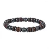 Strand Bohemian Coconut Shell Drewno Chip Black Gallstone Bracelets Mężczyźni w stylu etnicznie w stylu Vintage Mieszany kolor naturalny Bransoletka Bransoletka