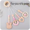 4 PCS Baby Gym Frame Pendants Prise de fitness Rack Porte-tronleur Berceau en bois Perles d'anneau en bois TETEH