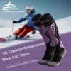 Gobygo vinter värme ull skidstrumpor kompression antisprain quickdrying nonslip utomhus sport långa rör snö män kvinnor 231221