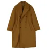 가을 겨울 남자 중간 길이 코트 두꺼운 세련된 모직 코트 한국어 느슨한 캐주얼 이중 가슴 옷 231221