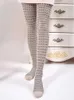 Chaussettes Style britannique rétro pour femmes, collants en forme de losange, mélange de laine épaisse, doux, élastique, à la mode, tricoté, chaud