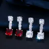 CWWZircons Chic Round and Square Cut Red Cubic Zirconia Women Wedding Party Jewelry Set Elegant Necklace Earring for Brides T454 231221