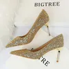 Sandals Style Sexy Nightclub Show Thin High Heels Women's Shoes Heel Fashion Shining Sequin Single