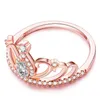 Nooit vervagen deluxe party lady liefhebbers bruiloft diamanten ringen 18 k rose roze goud gevuld verloving zirkoon anel anillo maat 6 7 8 9 fo276V