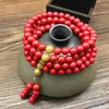 Strand Wholesale Buddhist 108 Mala Prayer Bracelets 6MM Red Pine Stone Beads Women Men Yoga Meditation Necklace Drop