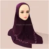 Halsdukar kvinnor broderi blommor hijab arabisk fast färg turban islamisk khimar muslimsk mjuk slitage direkt omedelbar halsduksleverans f dhivx