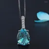 Pendants DIWENFU Natural Blue Topaz Pendant 925 Sterling Silver 45cm Necklace Colgantes Wedding Pierscionki For Women