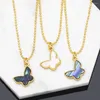Colliers pendants Flola Collier de papillon blanc exquis pour les filles cuivre plaque d'or