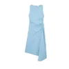 Casual Dresses CS Summer Design Sense Niche Slim Fit Boat Collar Gathers Asymmetric Dress 1160631