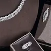 Halsbandörhängen Set Luxury 3A Cubic Zirconia Wedding Jewelry for Women Elegant Crystal 4st Platinum Plated Accessories