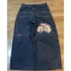 Y2k jeans para homens hip hop dados gráfico bordado baggy jeans retro calças azuis harajuku gótico cintura alta calças largas 231220