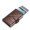 Portafogli RFID bloccante vintage per il titolare della carta di credito maschile in alluminio in lega di identità in lega di identità in metallo maschio in pelle metallica WA265J WA265J