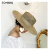 Damen Fray Woven Seagrass Boater Hat Casual Sun Beach Caps Wide Brim Summer Hat Unisex Straw Hats for Travel 220607250T