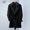 Men's coat British style Wu Yifan same style winter double-breasted mid-length trench coat woolen coat 231220