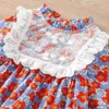 Robes de fille pour les filles en bas âge robe imprimé floral printemps automne enfants dentelle trim