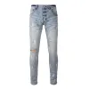 Fashion New Designer Ksubi Jeans For Pants Mens Purple Jean Men High End Quality Straight Design Retro Rip Denim Biker Grey Paint Distress Slim Fit Stretch