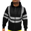Tops Fleece-Sweatshirt mit Reißverschluss, Kapuze, Nachtarbeit, Warnschutzjacke, reflektierender Pullover, Kapuzenpullover 231220