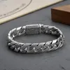 Retro Domineering S925 Silver Bracelet Men Tang Grass Pattern Breatimite Male Party Birthday Hegemony Moder