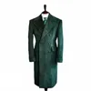 Men's Corduroy Notched Lapel Tuxedo Jacket Double Breasted Blazer Long Coat Wedding Prom Dress Custom 231221