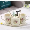 Bath Accessory Set Ceramic Bathroom Toothbrush Holder Soap Dispenser Box Romantic Flowers Decoration Accessories Wedding Gifts