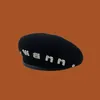 Diamond Berets Women Designer Black Letter Hats Fashion Trendy Thick Walking Cap