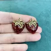 Brincos grandes ousados vintage de latão vermelho gota de óleo morango para mulheres joias de declaração de festa aros arete orecchini oorbellen