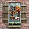 Decoratieve bloemenkransen Pompoenwagenkrans Val voor voordeur Boerderij Vers teken Herfstdecoratie Halloween Gestolen Doorplate D Dhezx