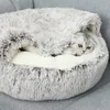 Huisdierbed winter zachte en comfortabele warme schaal semi-ingesloten kat matras schattige huisdier kattenbed kennel hond slaapbeschermer 231221