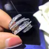 Anello per amanti del lusso in argento sterling 925 linee geometriche piene di anelli di diamanti accessori per cocktail party femminili di fascia alta intero225L