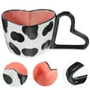 Zestawy naczyń stołowych para ceramiczna znak kawy Woda (czerwone paski) kubki sercowe z uchwytem w kształcie krowi miłośnicy ceramiki krowy