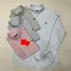 Camisas Casuais Masculinas F. Perry Primavera E Outono Cevada Bordado Puro Algodão Solto Business Stripe Camisa De Manga Comprida