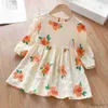 Mädchenkleider Baby Girls süße florale Langarm-Kleid 2023 Frühlings Sommer Neue Kinder O-Neck A-Line Prinzessin Kleider Kinder Kleidung