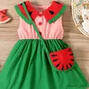 Girl's Dresses New Summer Baby Girl Watermelon Print Pattern Round Neck Sleeveless Dress + Crossbody Bag Girls Cute Splicing Fashion Dresses