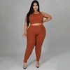 Calça de duas peças feminina 2023 Autumn mulheres temperamento comuter elástico de três peças tanque de tanque X de manga comprida