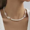 Hänghalsband oregelbunden natursten rund imitation pärlhalsband för kvinnor personlighet damer födelsedagsfest smycken grossist