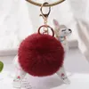 Mignon alpaca cheveux boule floral pu clés anneau pendentif peluche jouet key ring dames car keychain anniversaire de Noël cadeau239b