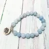 SN0861 Bracelet en calcédoine bleue de haute qualité, fait à la main, breloque Lotus Ohm pour femmes, Bracelet de Yoga, méditation, équilibre, bijoux bouddhistes, 2434