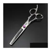 Ciseaux de cheveux Titan outils de barbier professionnels ciseaux à cheveux fleur pourpre fleur de prunier poignée ciseaux de coiffure livraison directe cheveux Dh7G2