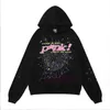 SP5DER Young Thug 555555 Men Women Hoodie Hoogwaardige schuimprint Spider Web Grafische roze sweatshirts Pullovers S-XL A1 X5KG