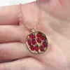 Hänge halsband vintage frukt färsk röd granat halsband klassisk guld färg harts sten granatäpple smycken för kvinnor gåva251n
