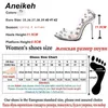 Aneikeh Sexig nit Crystal Women Pumps PVC Transparent High Heels Nightclub Prom Female Sandals Party Wedding Shoes 35 42 231220