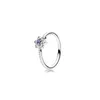 Big Heart Purple Flower 925 Sterling Silver Rings for Women Twist Arm Round Sparkling Bone Fine Jewelry Valentine's Day Gift 231220