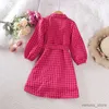 Mädchen Kleider Kinder Casual Kleid für Mädchen Kleidung Neue Herbst Kleinkind Plaid Langarm Prinzessin Hemd Kleid mit Gürtel Mode Kinder